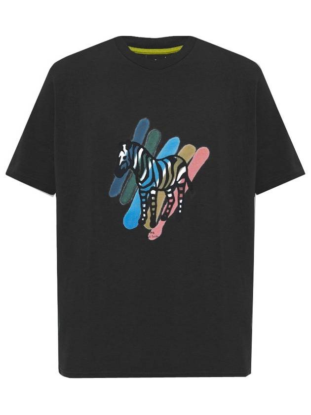 Broad Stripe Zebra Print Short Sleeve T-Shirt Black - PAUL SMITH - BALAAN 1