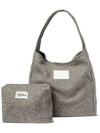 Bucle Wool Pouch Eco Bag Set Melange Gray - THE GREEN LAB - BALAAN 10