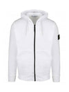 Wappen Patch Cotton Zip Up Hoodie White - STONE ISLAND - BALAAN 1