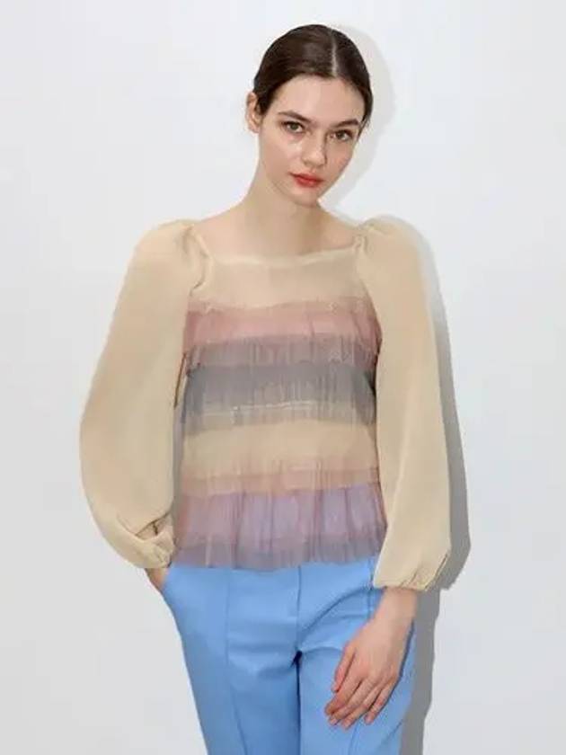 Cancan Off Shoulder Blouse Beige - DAMAGE MNEMONIC - BALAAN 1