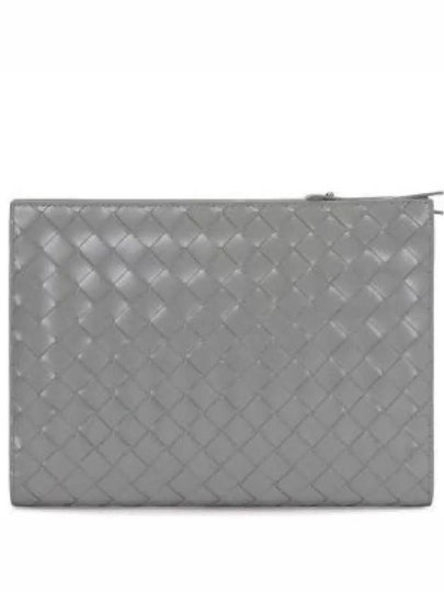 Intrecciato Brushed Strap Clutch Bag Light Grey - BOTTEGA VENETA - BALAAN 2