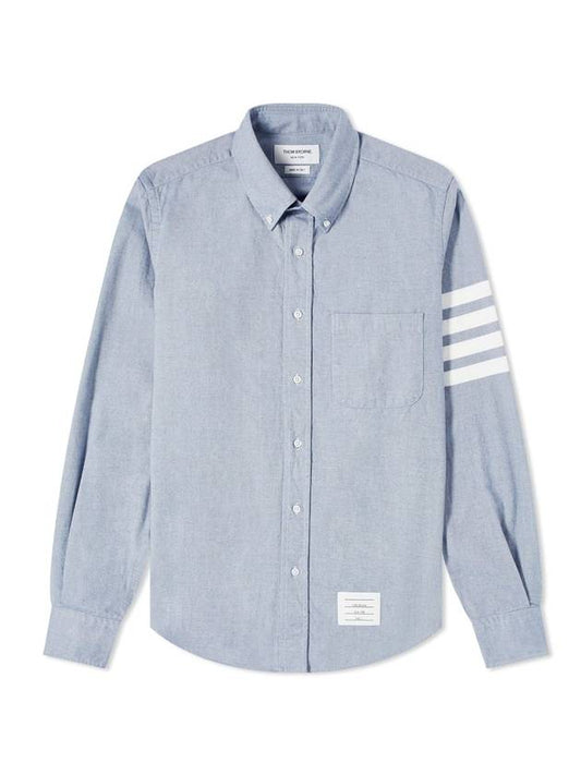 Men's Diagonal Solid Flannel Long Sleeve Shirt Light Blue - THOM BROWNE - BALAAN 1
