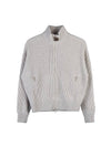 Women's Cashmere Knit Zip-Up Cardigan Beige - BRUNELLO CUCINELLI - BALAAN 10