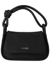 Women's KNOT Logo Gold Patch Flap Over Tote Bag Black - GANNI - BALAAN 3