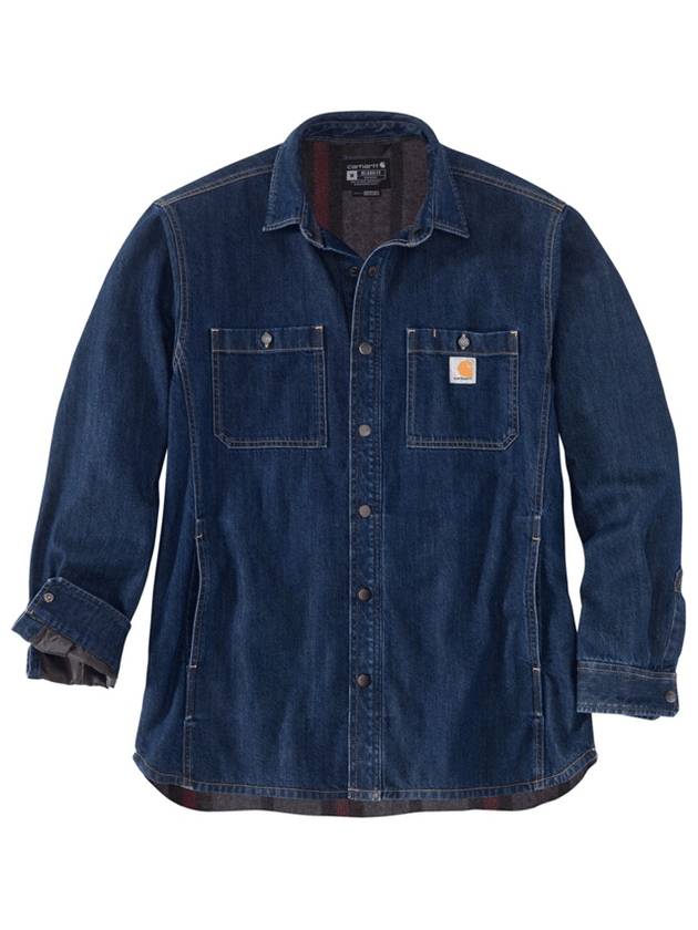 Relaxed fit denim fleece lined snap front shirt jacket - CARHARTT - BALAAN 1