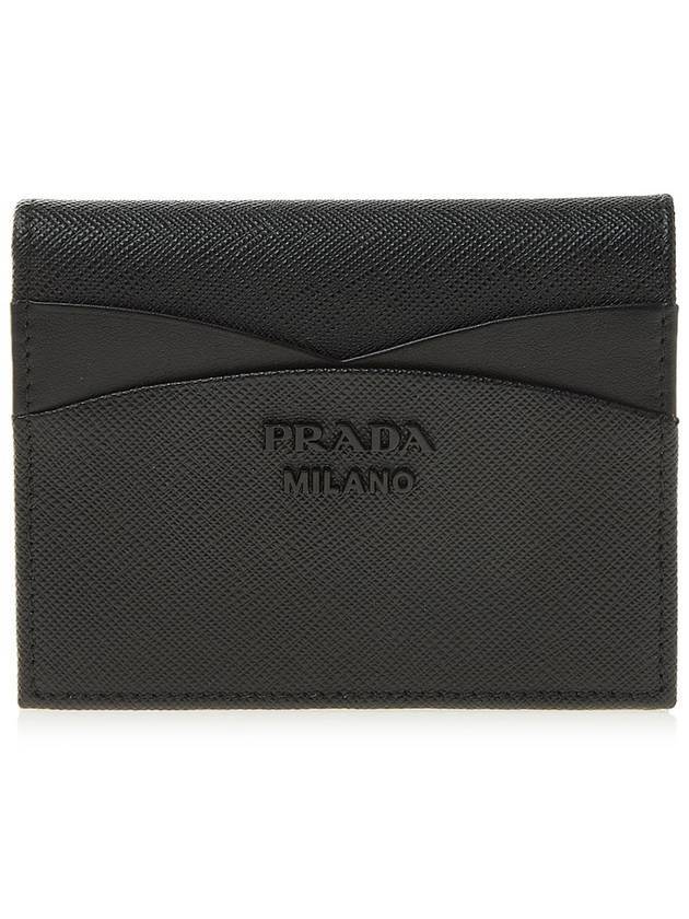 Logo Saffiano Half Wallet Black - PRADA - BALAAN 1