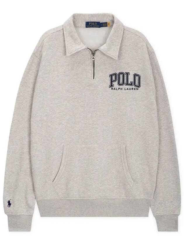 Men s Logo Fleece Collar Gray Heather Sweatshirt 710952038 002 - POLO RALPH LAUREN - BALAAN 2