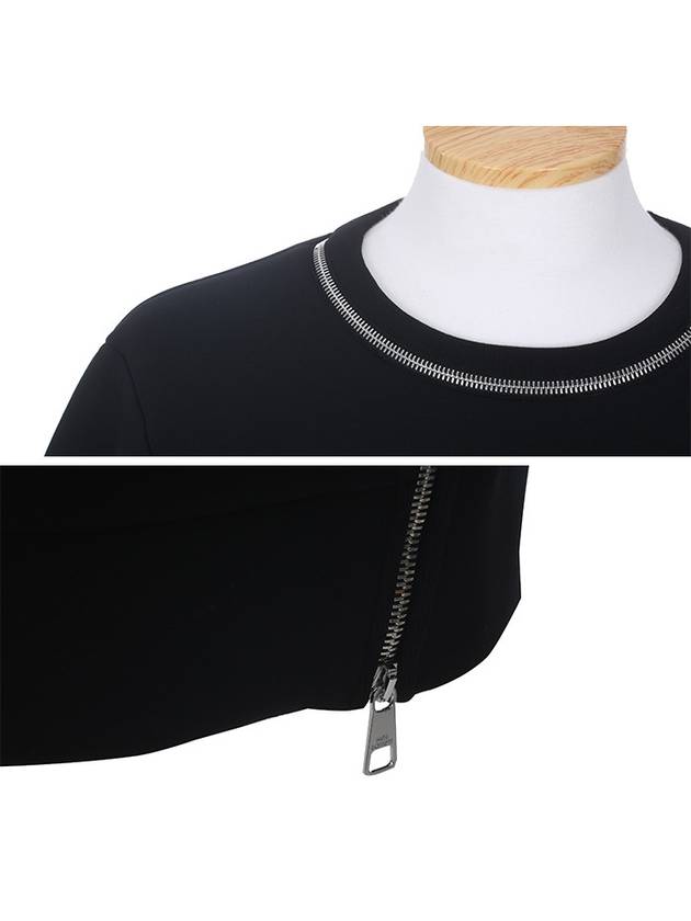 PBJS06A 3557 01 Black sweatshirt neck side metal zipper decoration - NEIL BARRETT - BALAAN 5