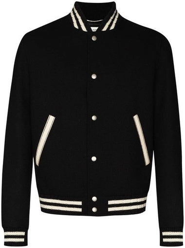 Teddy Wool Bomber Jacket  Black - SAINT LAURENT - BALAAN 1