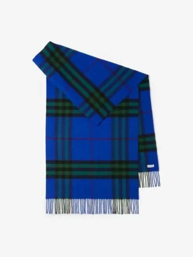 Check Wide Cashmere Scarf Blue - BURBERRY - BALAAN 2