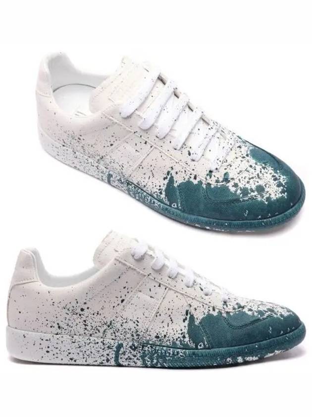 Replica Painting Low Top Sneakers White Oil Blue - MAISON MARGIELA - BALAAN 2