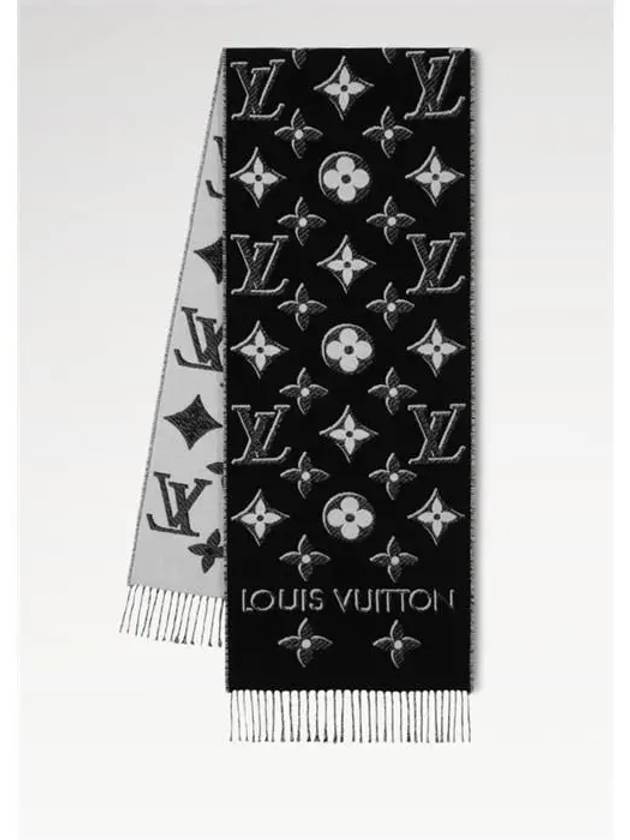 LV Essential Monogram Shine Wool Scarf Black - LOUIS VUITTON - BALAAN 4