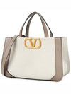 Signature V Logo Bicolor Tote Bag Grey - VALENTINO - BALAAN 3