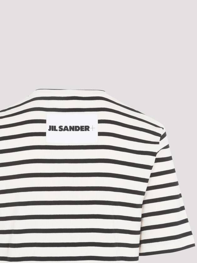 Striped Motif Cotton Short Sleeved T-shirt Beige Grey - JIL SANDER - BALAAN 4