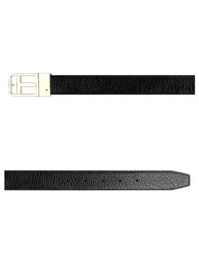 Men's Leather Logo Buckle Reversible Belt Black - TOM FORD - BALAAN 2