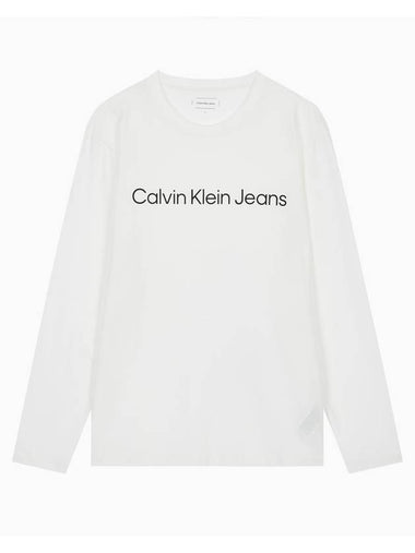 Jeans Institutional Logo Relaxed Fit Long Sleeve T-Shirt White - CALVIN KLEIN - BALAAN 1