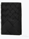 Intrecciato Calfskin Card Holder Black - BOTTEGA VENETA - BALAAN 2