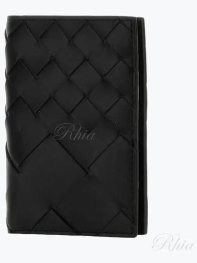 Intrecciato Calfskin Card Holder Black - BOTTEGA VENETA - BALAAN 2