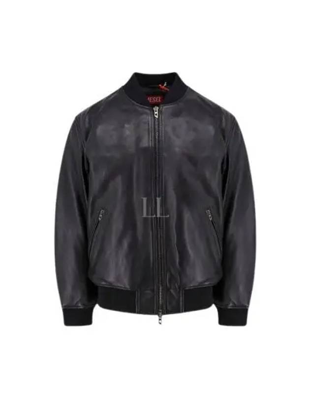 L Khan Leather Bomber Jacket Black - DIESEL - BALAAN 2