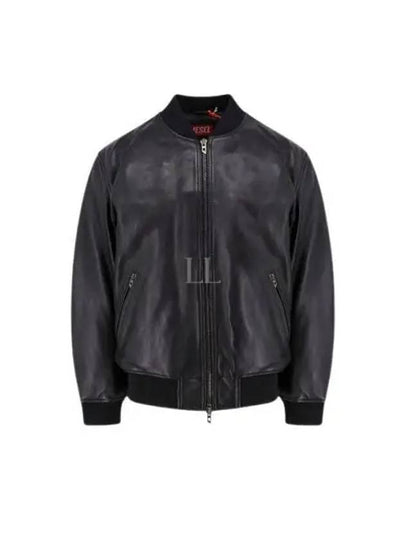 L Khan Leather Bomber Jacket Black - DIESEL - BALAAN 2