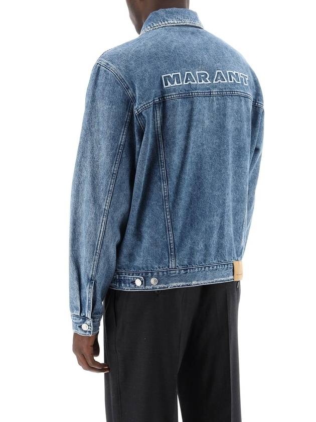 Jango Embroidered Logo Denim Jacket Blue - ISABEL MARANT - BALAAN 3