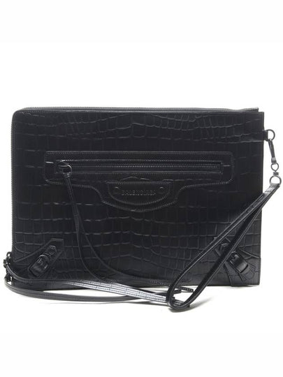 Crocodile Strap Clutch Bag Black - BALENCIAGA - BALAAN 2