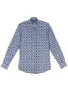 Blue flower pattern printing long sleeve shirt SH127 - IKALOOOK - BALAAN 1