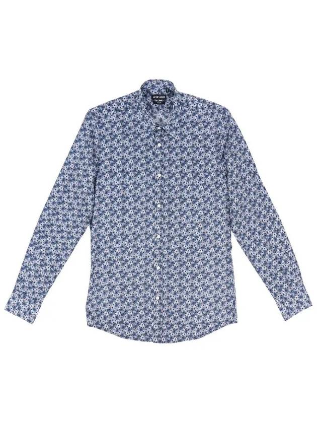 Blue flower pattern printing long sleeve shirt SH127 - IKALOOOK - BALAAN 1