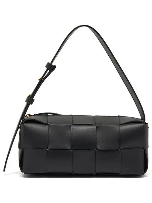 Women's Brick Cassette Small Shoulder Bag Black - BOTTEGA VENETA - BALAAN.