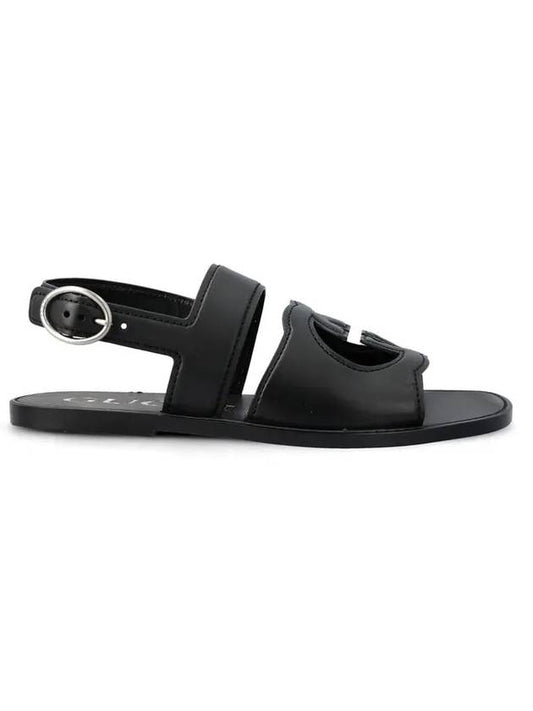 Men's Interlocking G Leather Sandals Black - GUCCI - BALAAN 1