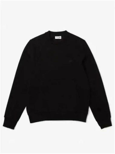 Men's Kangaroo Pocket Round Neck Long Sleeve T-Shirt Black - LACOSTE - BALAAN 1