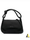 Women's KNOT Logo Gold Patch Flap Over Tote Bag Black - GANNI - BALAAN 2