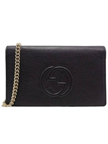 Women s 407041 Black Leather Soho Chain Cross Bag - GUCCI - BALAAN 1