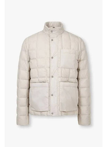 Men s square quilted down padded jacket light beige - HERNO - BALAAN 1