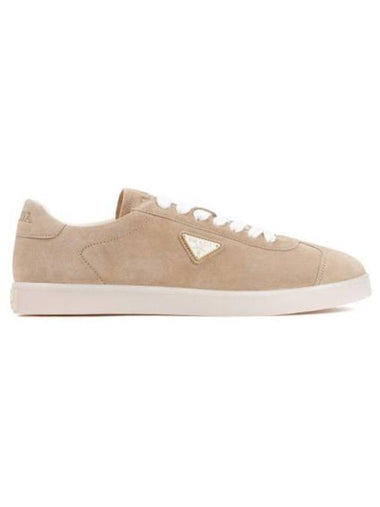 Lane Suede Low Top Sneakers Beige Tan - PRADA - BALAAN 1