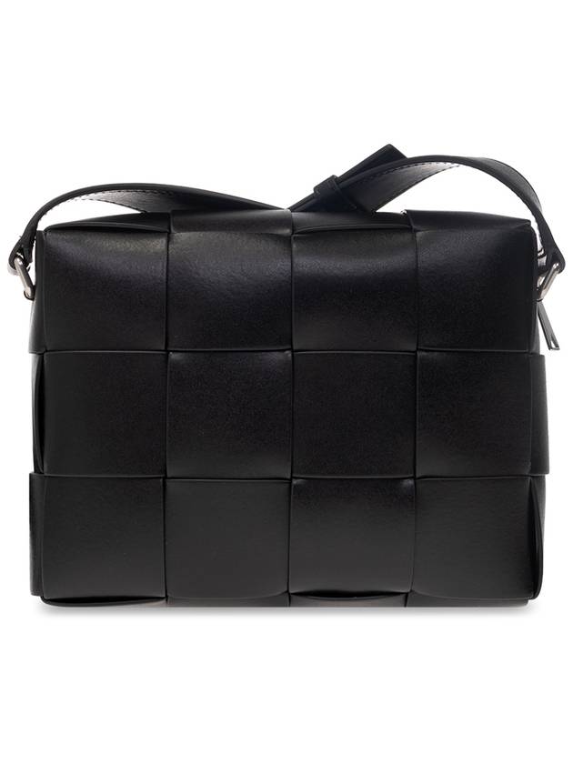 Cassette Intrecciato Leather Cross Bag Black - BOTTEGA VENETA - BALAAN 3