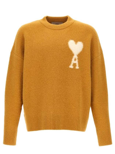 Intarsia Heart Logo Knit Top Yellow - AMI - BALAAN 2