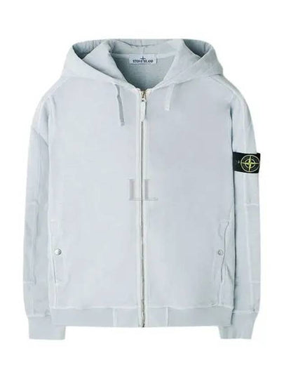 Men's Garment Dyed Malfile Zip Up Hoodie Sky Blue - STONE ISLAND - BALAAN 2