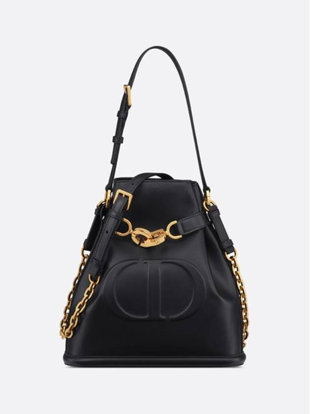 C'est CD Embossed Calfskin Medium Shoulder Bag Black - DIOR - BALAAN 2