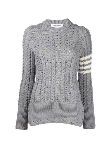 4 Bar Wool Knit Top Light Grey - THOM BROWNE - BALAAN 1