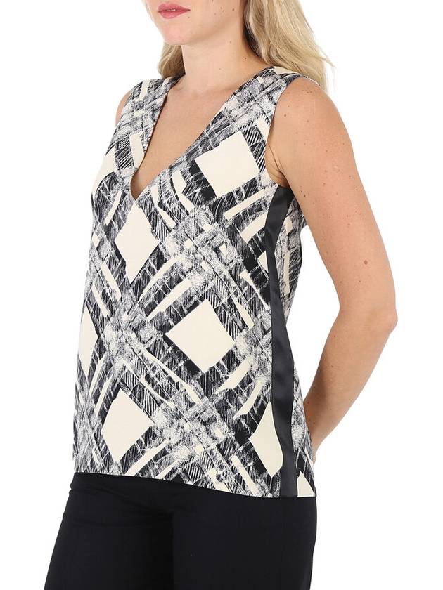 Burberry Ladies Check Print Wool Silk V-back Top, Brand Size 4 (US Size 2) - BURBERRY - BALAAN 2