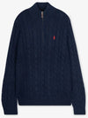 Men's Embroidery Pony Cable Half Zip Up Knit Top Navy - POLO RALPH LAUREN - BALAAN 3