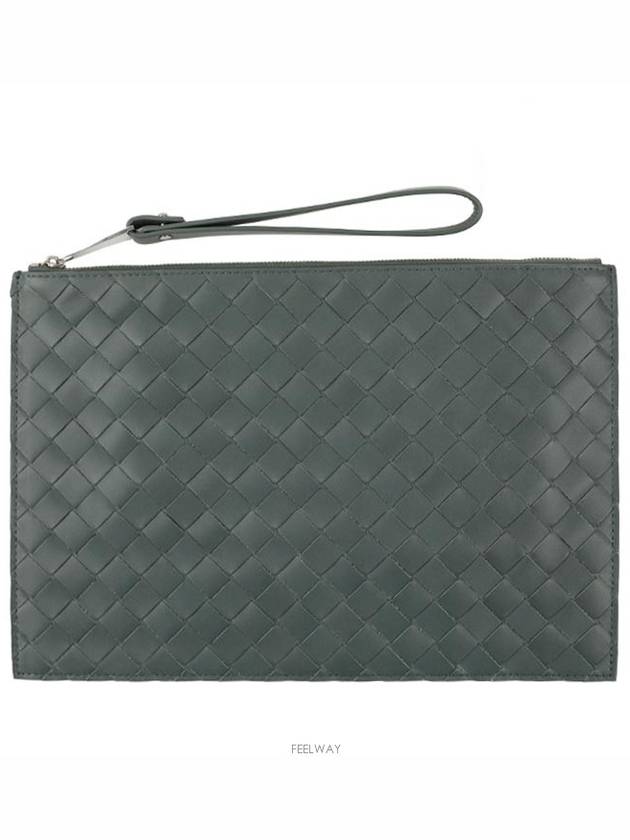 Intrecciato Wide Weaving Clutch Bag Slate - BOTTEGA VENETA - BALAAN 3