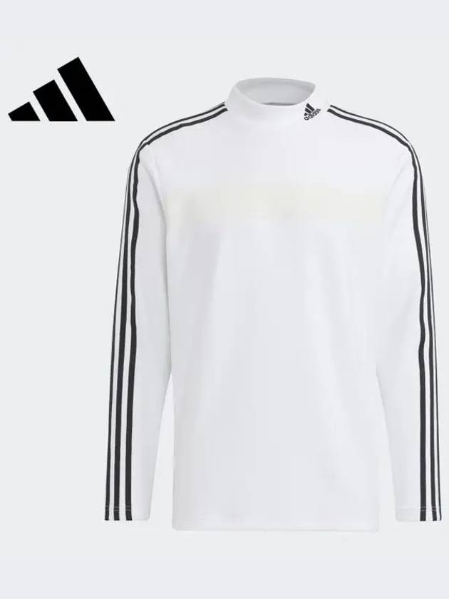 HG8263 Men s AeroReady Three Stripes Long Sleeve Mock Neck T Shirt - ADIDAS GOLF - BALAAN 1