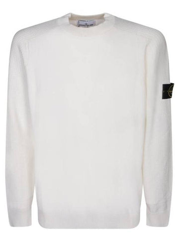 Compass Motif Knit Top White - STONE ISLAND - BALAAN 1