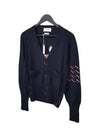 Wrap Stripe Duck Intarsia Cardigan Navy - THOM BROWNE - BALAAN 3