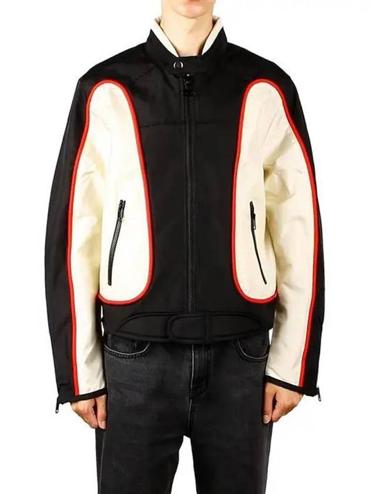 J-Blink Color Block Biker Jacket Black White - DIESEL - BALAAN 2