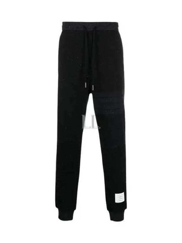 Flecked Knit Cotton Track Pants Black - THOM BROWNE - BALAAN 2