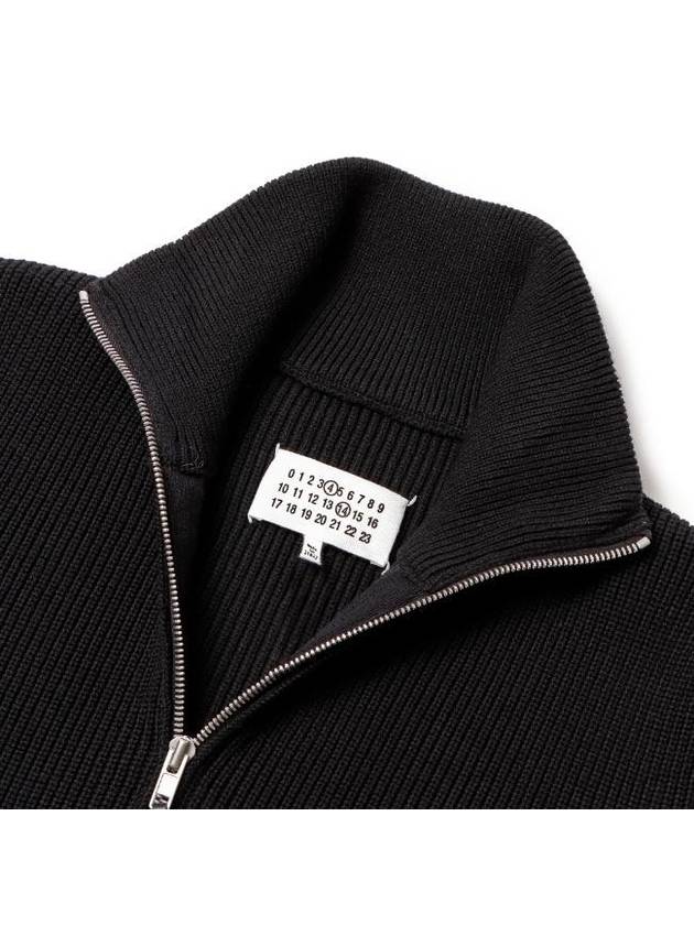 Stitch Knit High Neck Full Zip Up Cardigan Black - MAISON MARGIELA - BALAAN 5