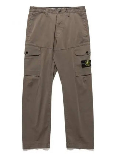 33908 Organic Cotton Satin Stretch Cargo Straight Pants Brown - STONE ISLAND - BALAAN 2